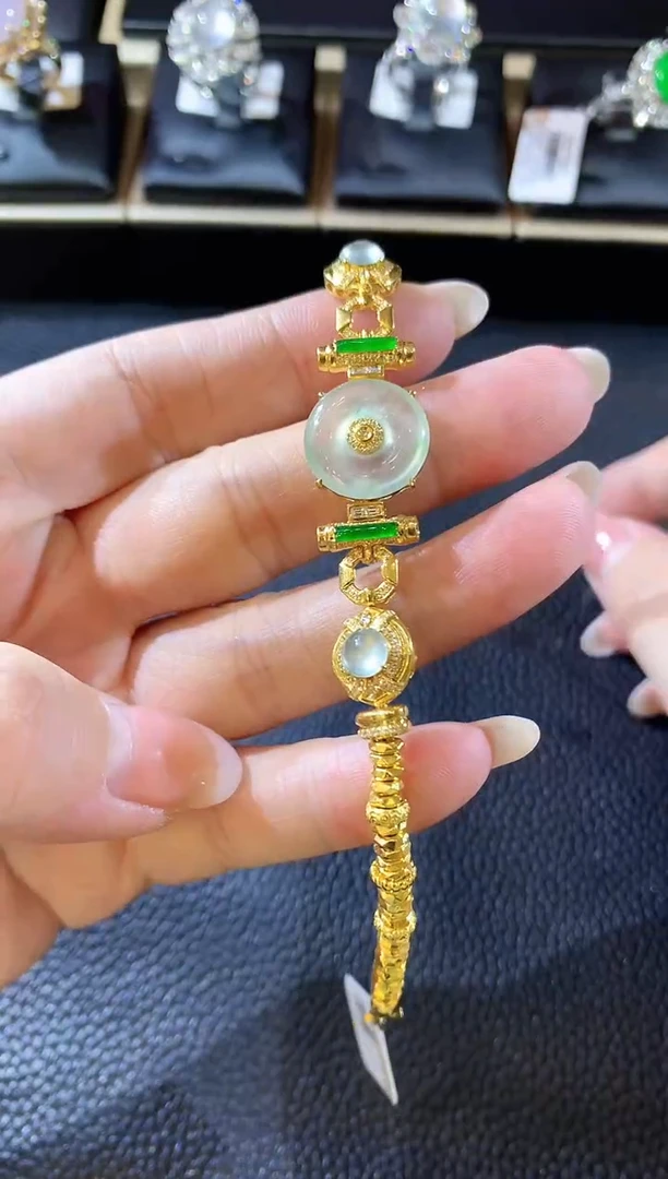 18K金镶嵌手链翡翠A97 翡翠