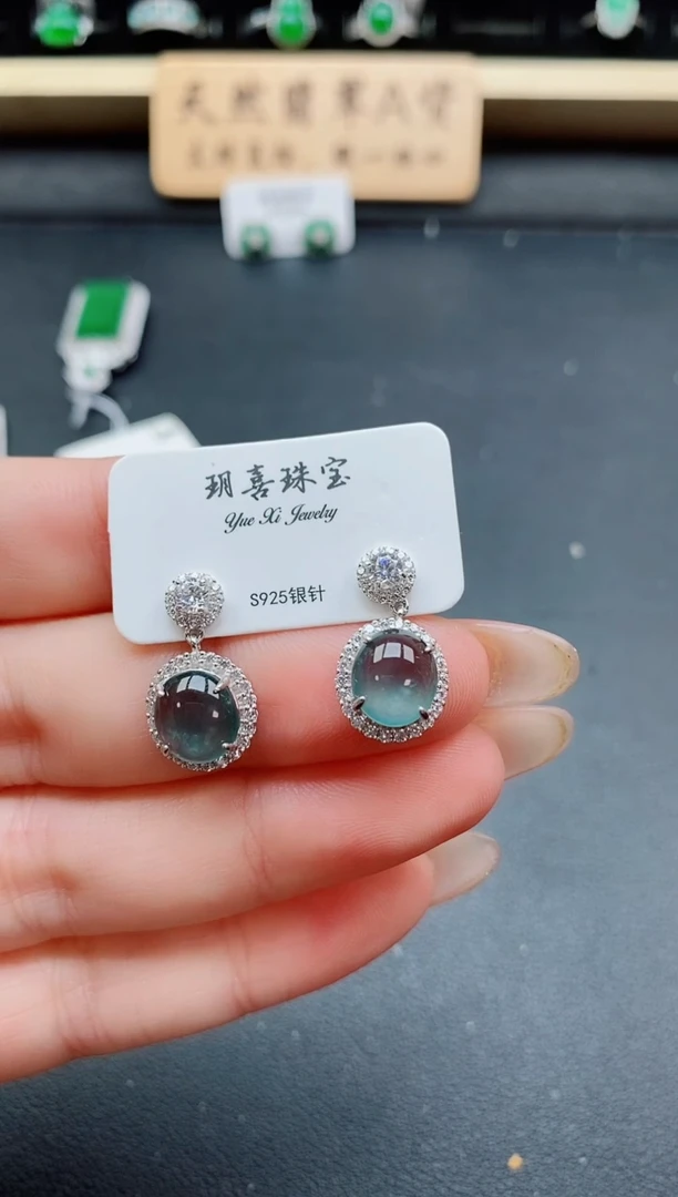 银S925镶嵌戒指翡翠1