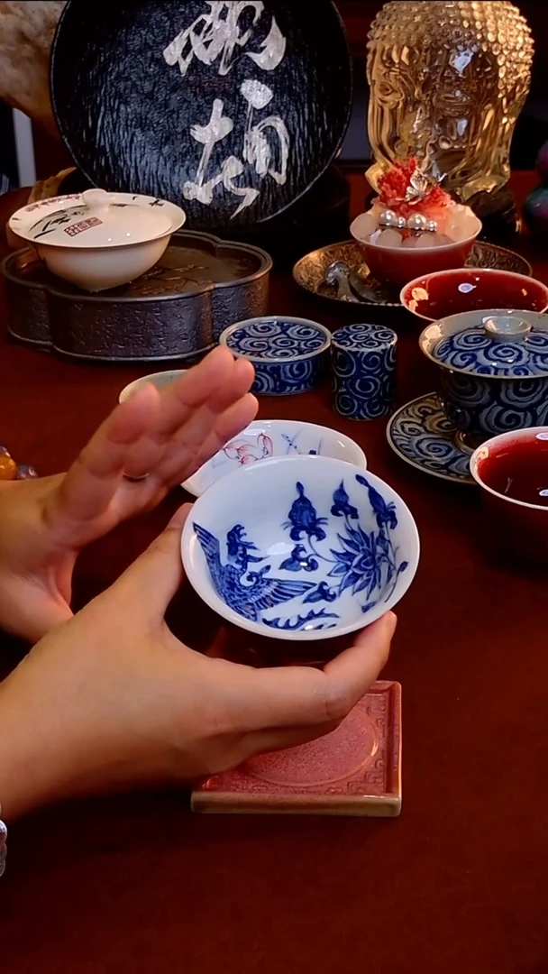 【 手工内绘凤凰压手杯 】