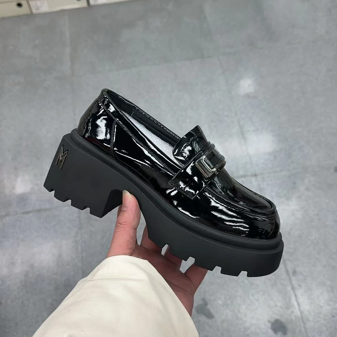 厚底亮面春季2025新款女鞋乐福鞋  3123