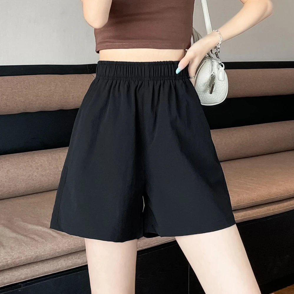 冰丝速干运动短裤女夏外穿显瘦高腰阔腿宽松休闲跑步健身瑜伽热裤