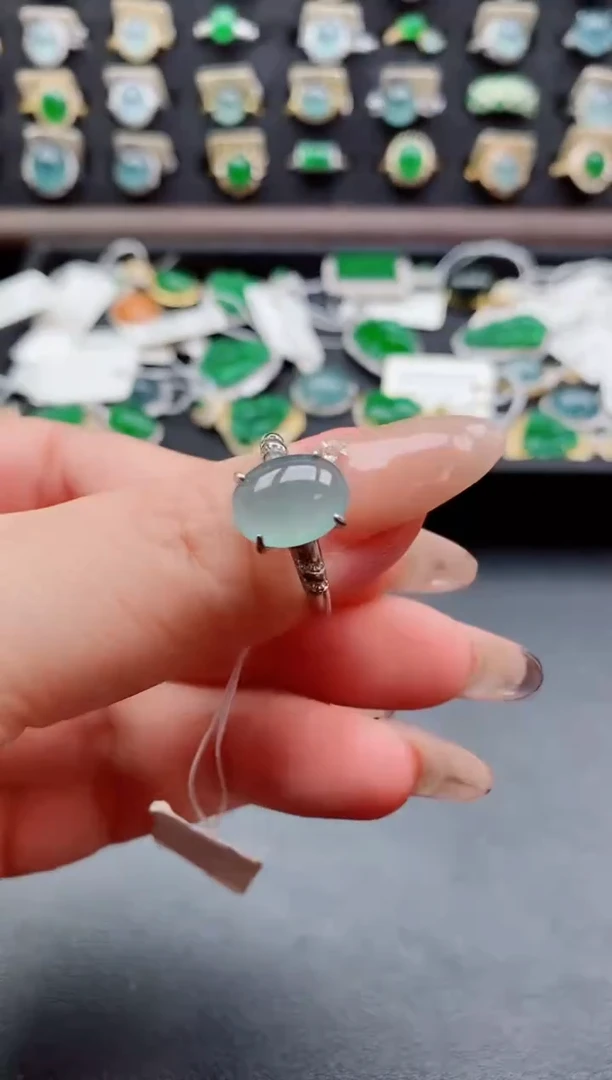 银S925镶嵌戒指翡翠1