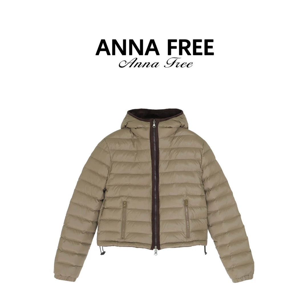 ANNA FREE 双面穿摇粒绒秋冬排骨连帽保暖轻薄羽绒服ZCE251080