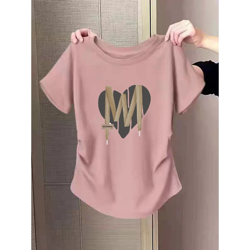 纯欲风辣妹修身显瘦短袖印花T恤女士夏季设计感2025炸街潮牌t恤女