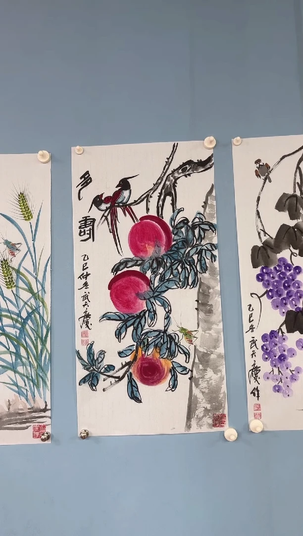 国画棋***兴武天庆老师寿桃