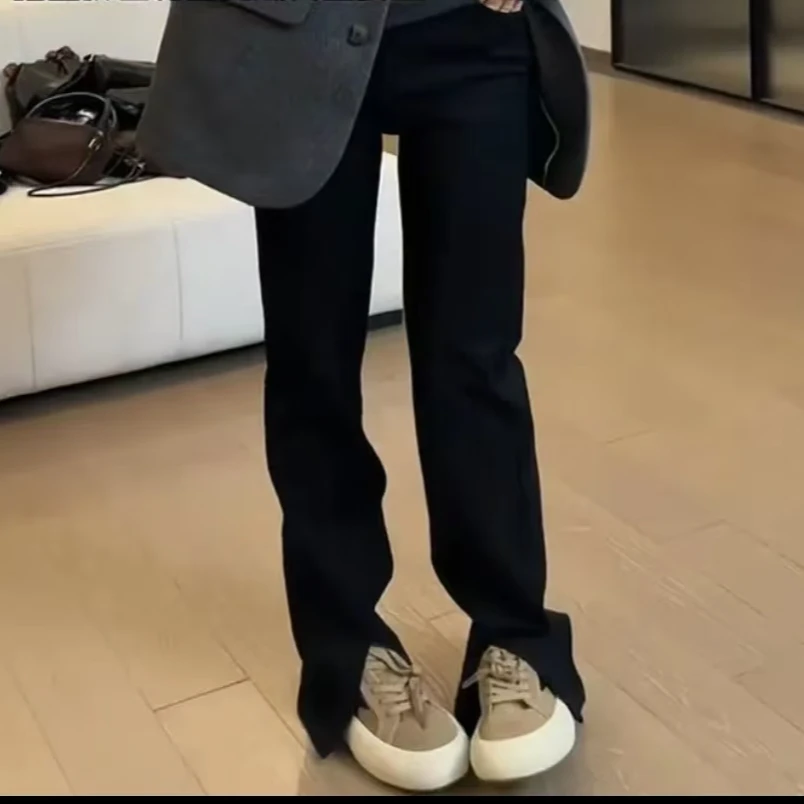 【大脸】开叉窄版直筒裤爆款大码弹力显瘦长裤（99817长/99335 短）