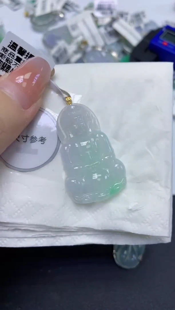 颈饰18K金镶嵌翡翠天然缅甸翡翠A货百元以上9元证书费自理