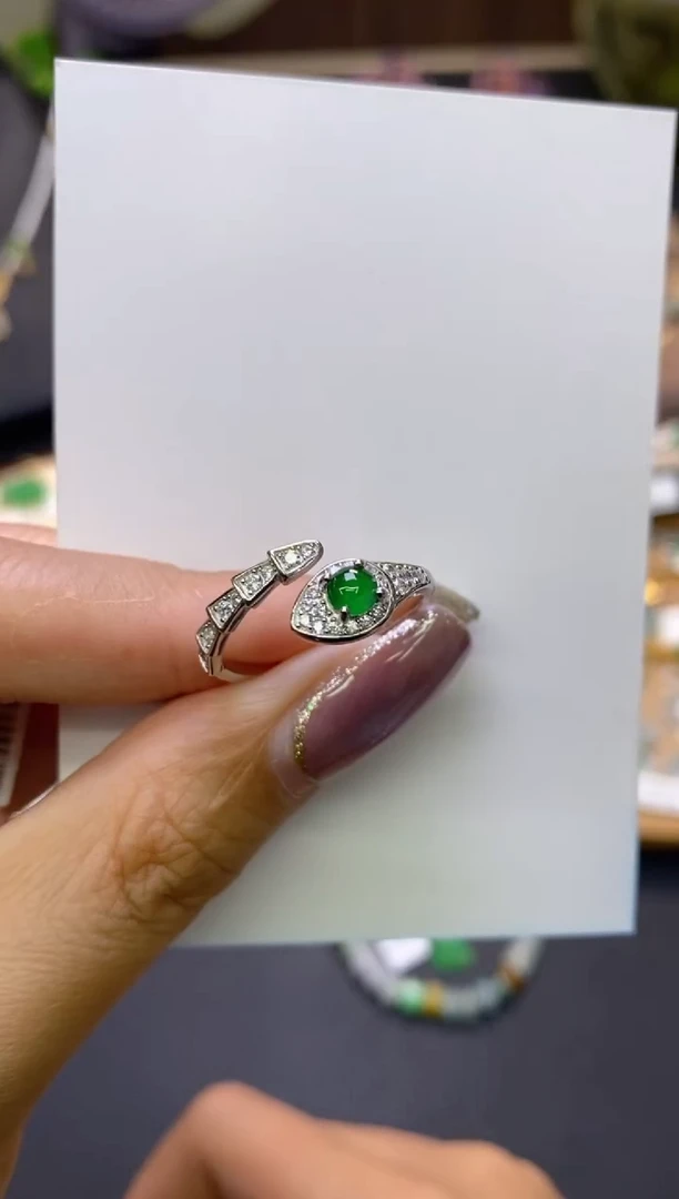 翡翠银S925镶嵌颈饰净货13622戒指