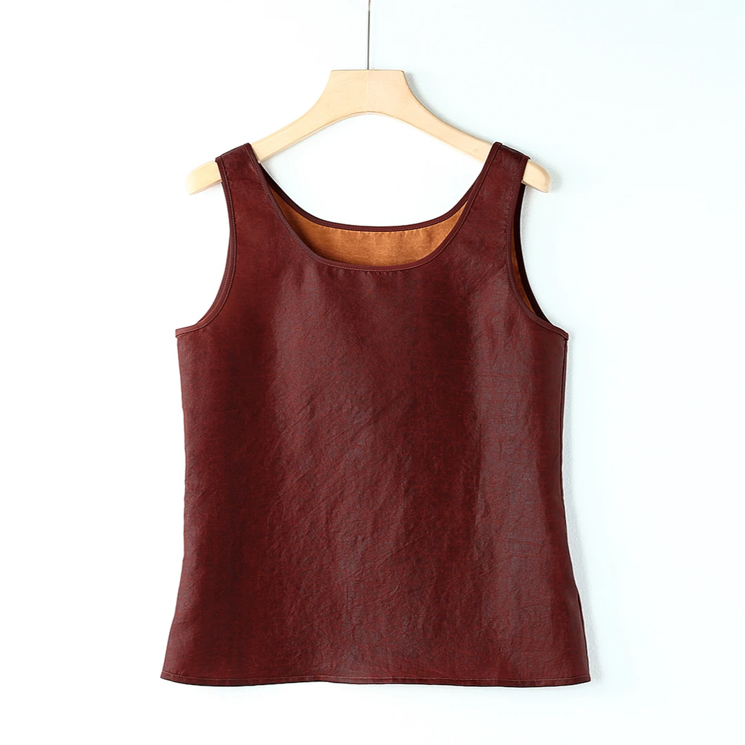 【澜亭絮絮】桑蚕丝香云纱龟纹老料显瘦背心3561