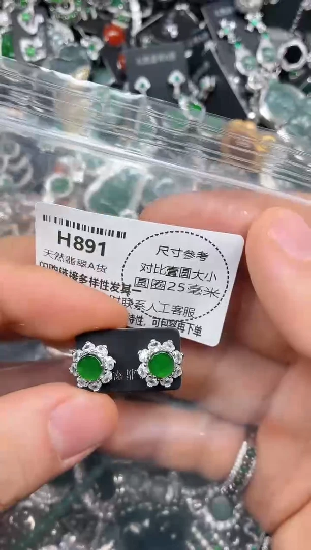 颈饰未镶嵌翡翠H891耳钉