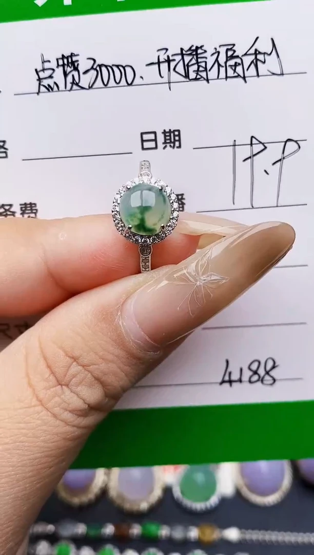 银S925镶嵌戒指翡翠4188