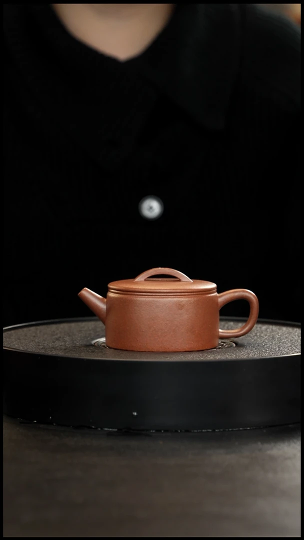 茶壶紫砂全手工老宕口桃花泥汉瓦150cc