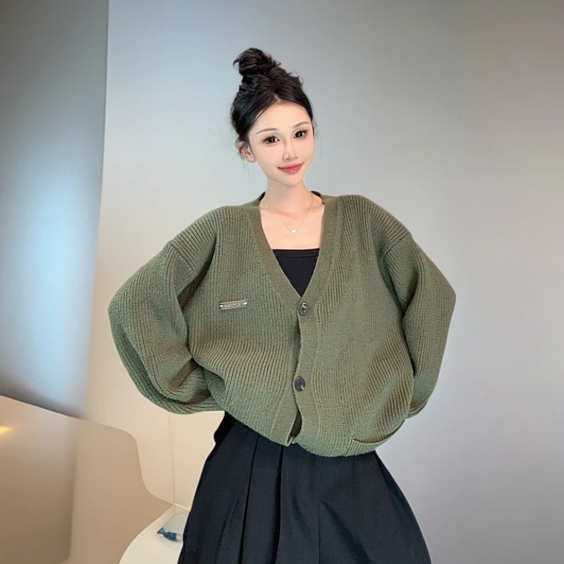 【TIKOU梯口】慵懒风毛衣开衫女秋季韩版宽松显瘦针织上衣时尚百搭