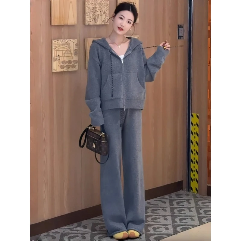 【XINRU心如】羊毛混纺慢跑套装上衣+休闲裤预显瘦宽松秋冬慵懒感