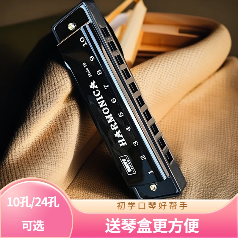 初学者10孔24孔C调口琴音乐爱好者初学者入门乐器玩具送琴盒