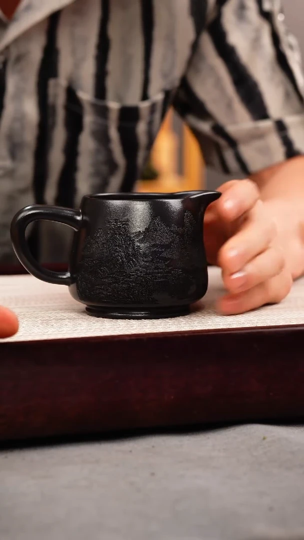 茶壶紫砂石黄 卧虎藏龙公道杯