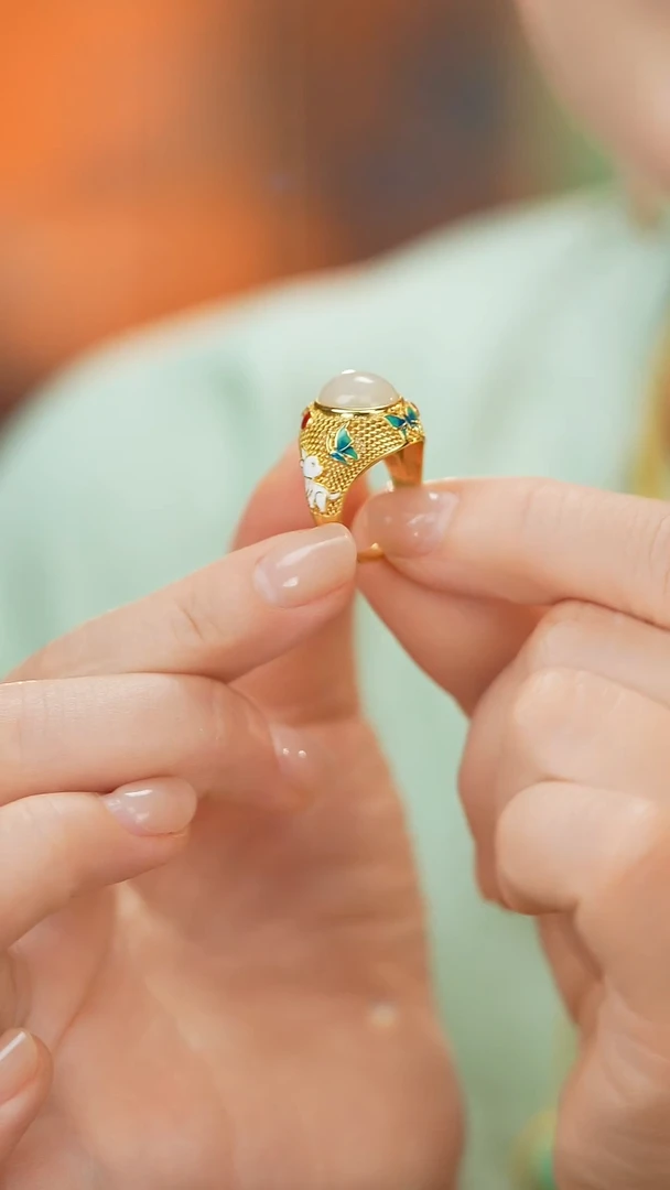 和田玉戒指银S925镶嵌新款