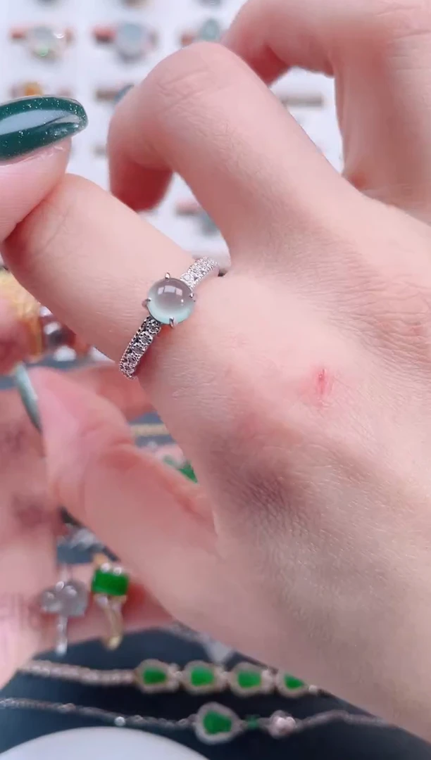 银S925镶嵌戒指翡翠天然翡翠