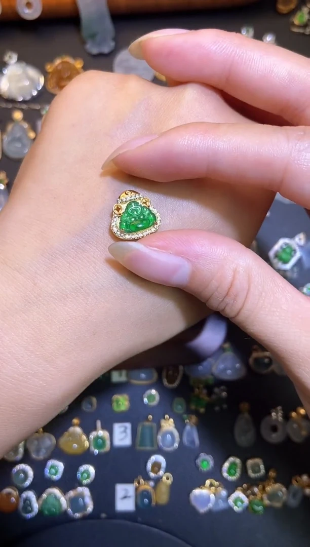 翡翠银S925镶嵌吊坠(不含链)天然A货翡翠