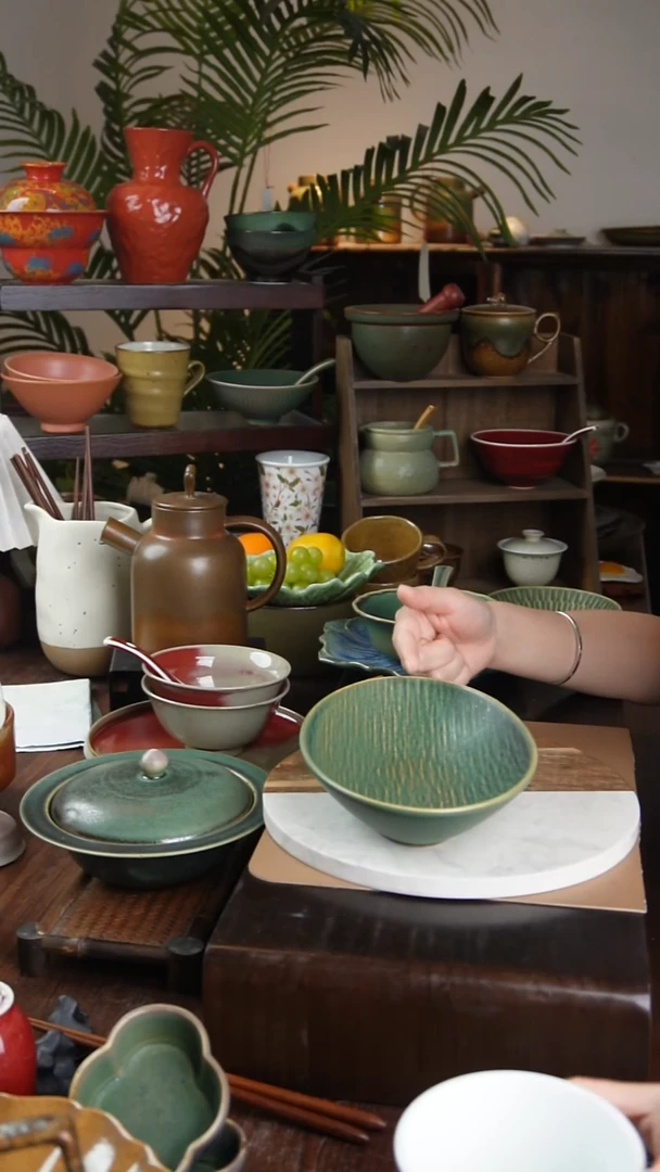 碗景德镇手工高温餐具海棠