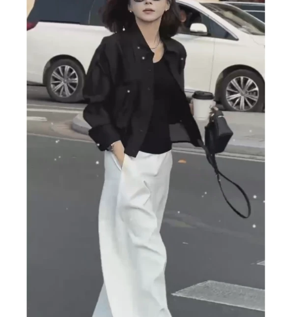 2025夏季新款网红同款洋气减龄气质休闲薄款外搭裤子世-OI