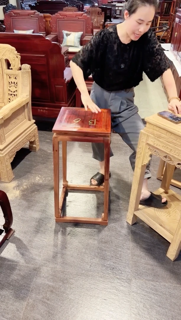 花梨木类家具非洲紫檀花架B6毛胚有白皮树结　直腿外八随机发