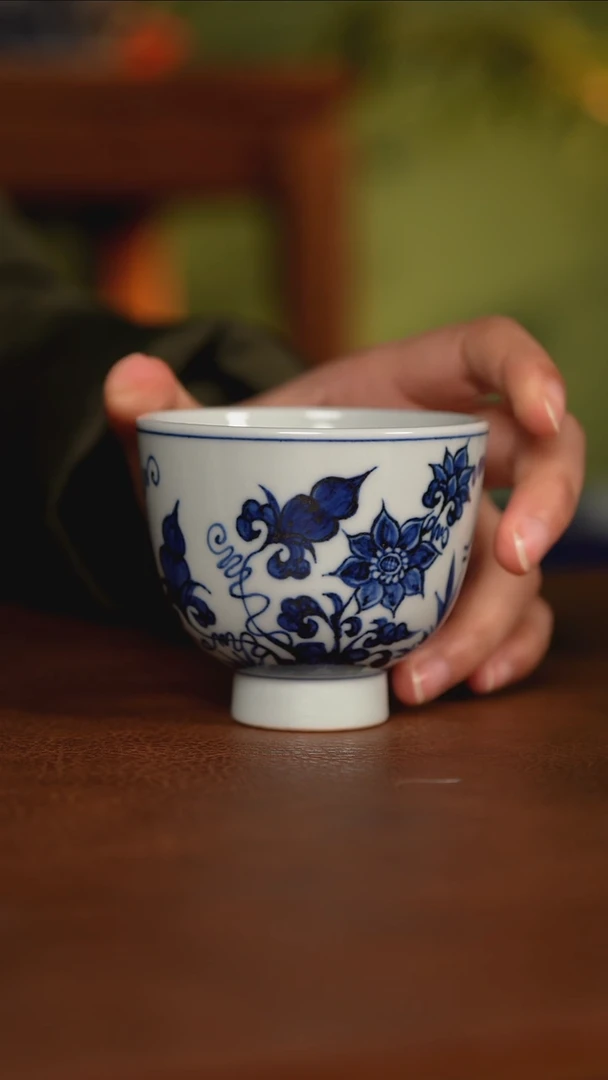 【闪购商品】杯如意堂熊窑 虫草纹手雷杯