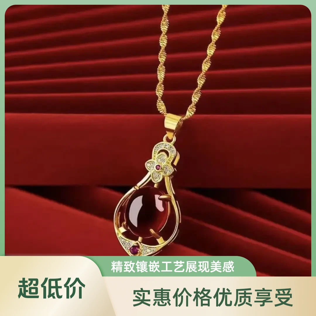 项圈18k红色【捡漏价】港金紫色红锁骨链白色新娘蓝色小众长款