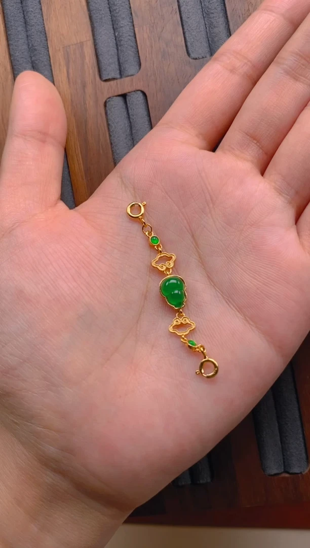 翡翠银S925镶嵌吊坠(不含链)葫芦延长链