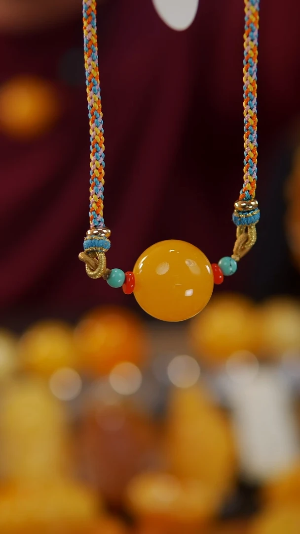 【闪购商品】蜜蜡颈饰未镶嵌焦皮料圆珠锁骨链10.99