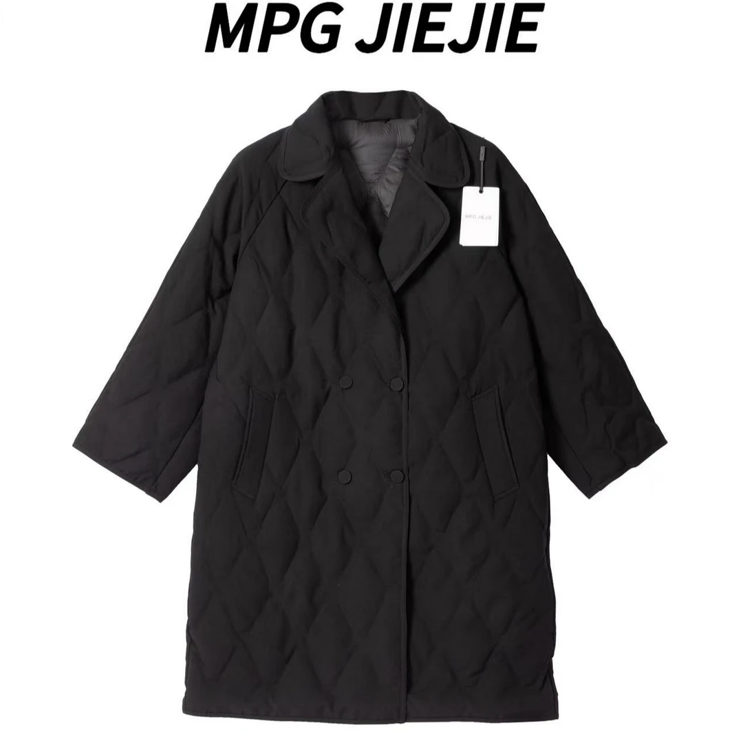 MPG JIEJIE【柏林】25冬款大码菱格设计中长款中空纱高端大朵白鹅绒