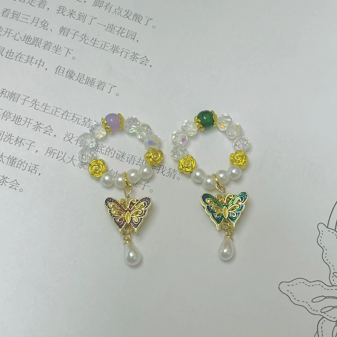 【时熙】梦蝶翩跹-手工编制提溜盖碗茶壶盖子装饰茶具配件古风茶具