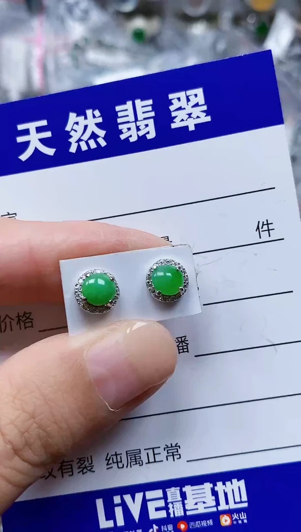 银S925镶嵌翡翠耳饰70