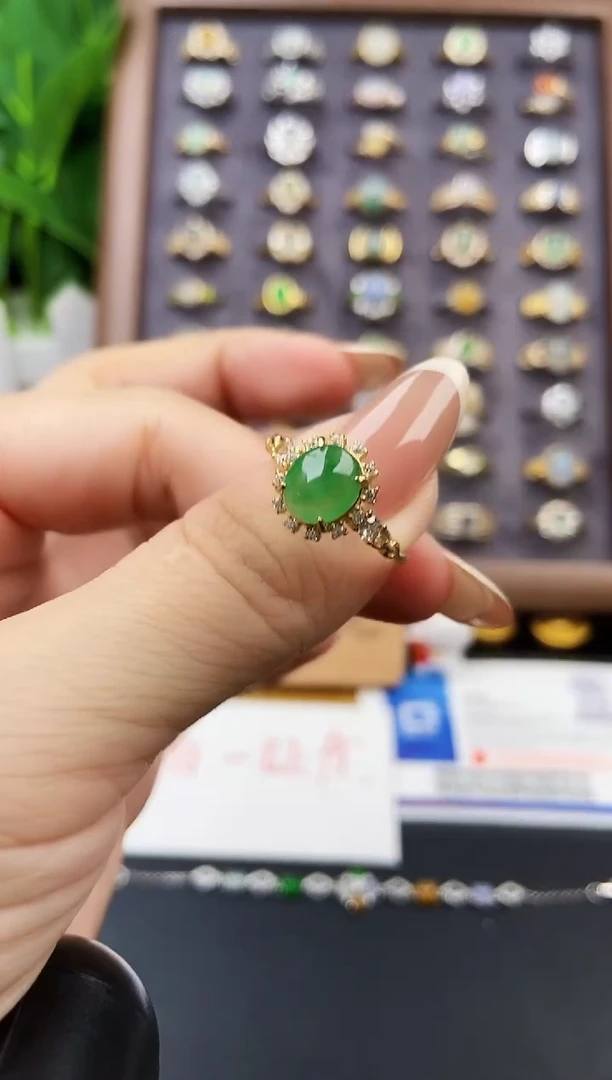 银S925镶嵌戒指翡翠12