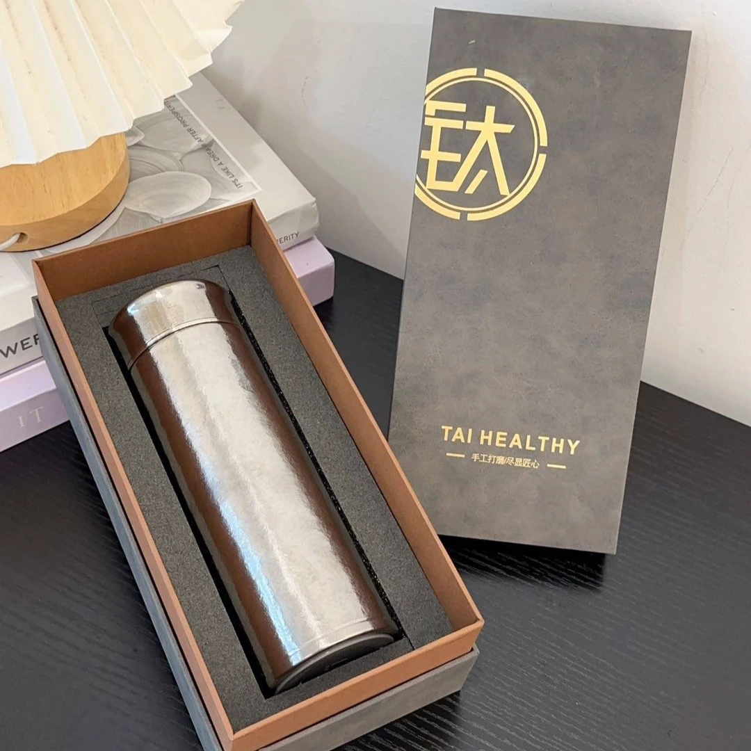 TC015#纯钛大冰花保温杯 400ml