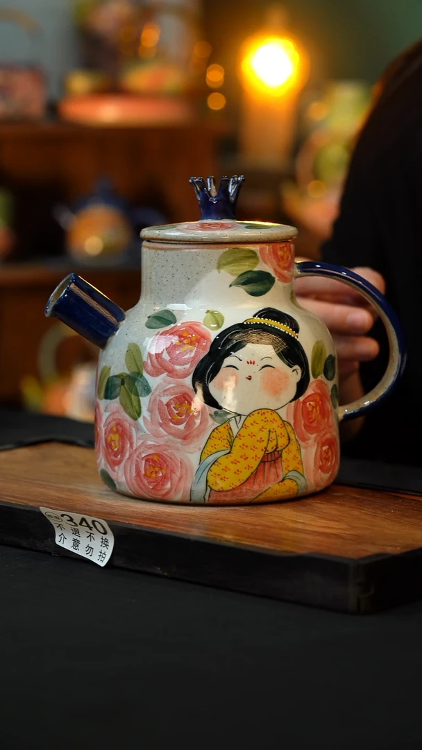 杯手绘心瓷陶瓷浮力微瑕介意勿拍