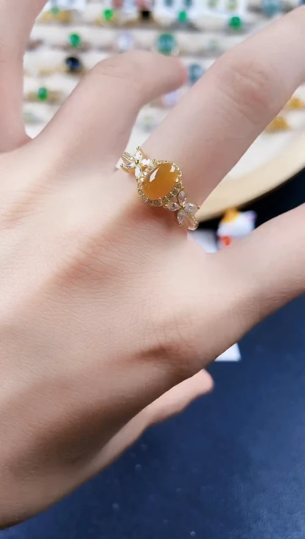 翡翠戒指银S925镶嵌45688