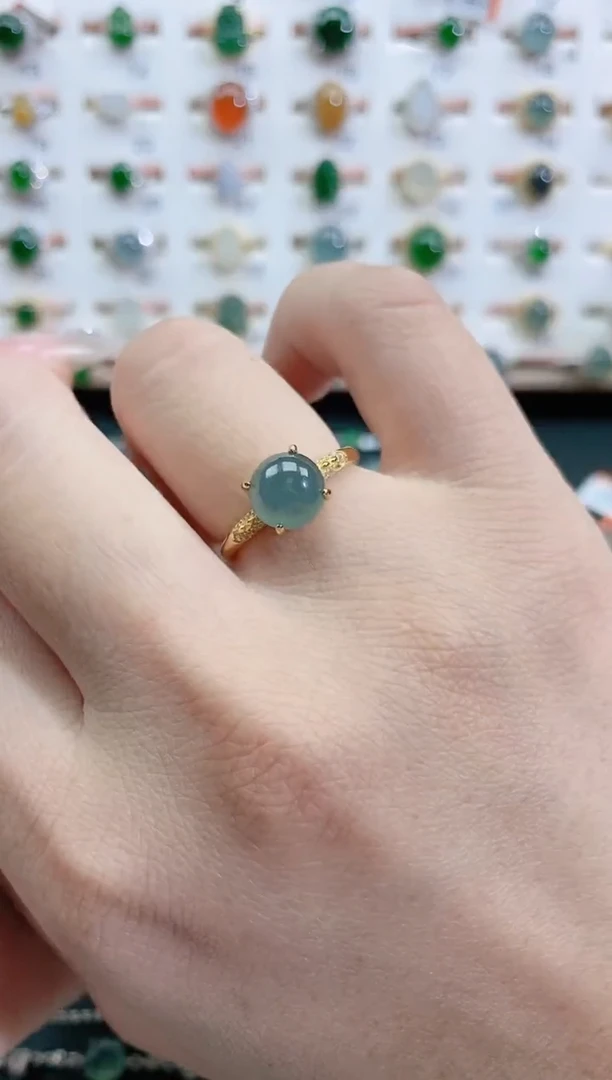 银S925镶嵌戒指翡翠天然翡翠