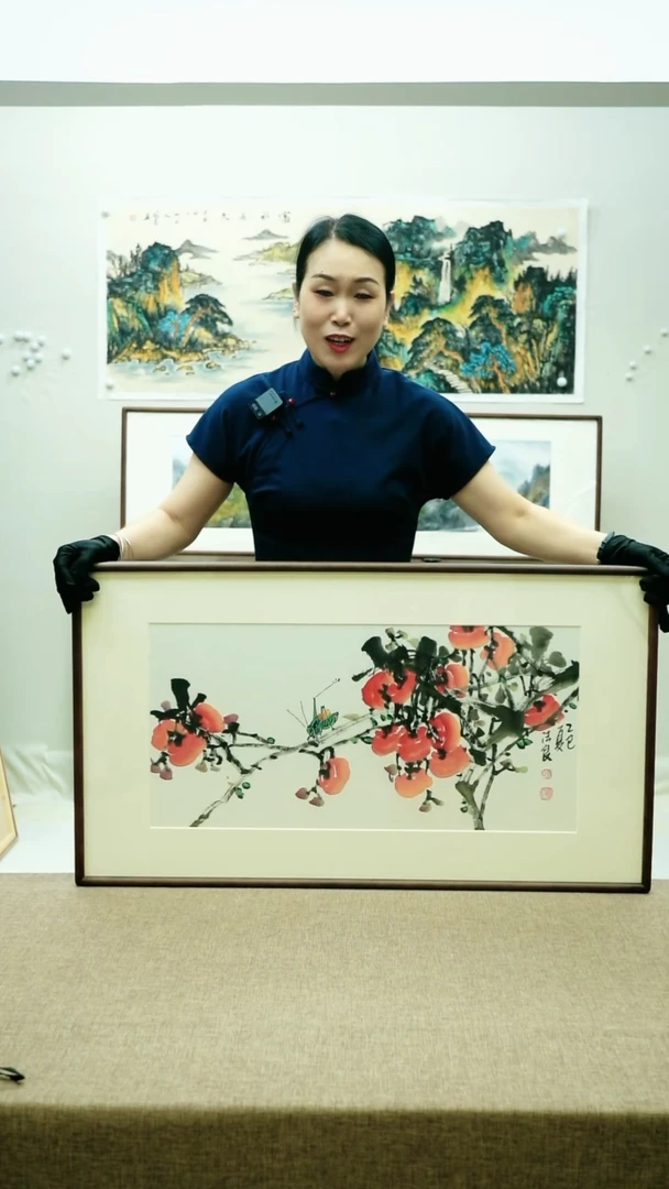 国画92*52李法良手绘花鸟带框