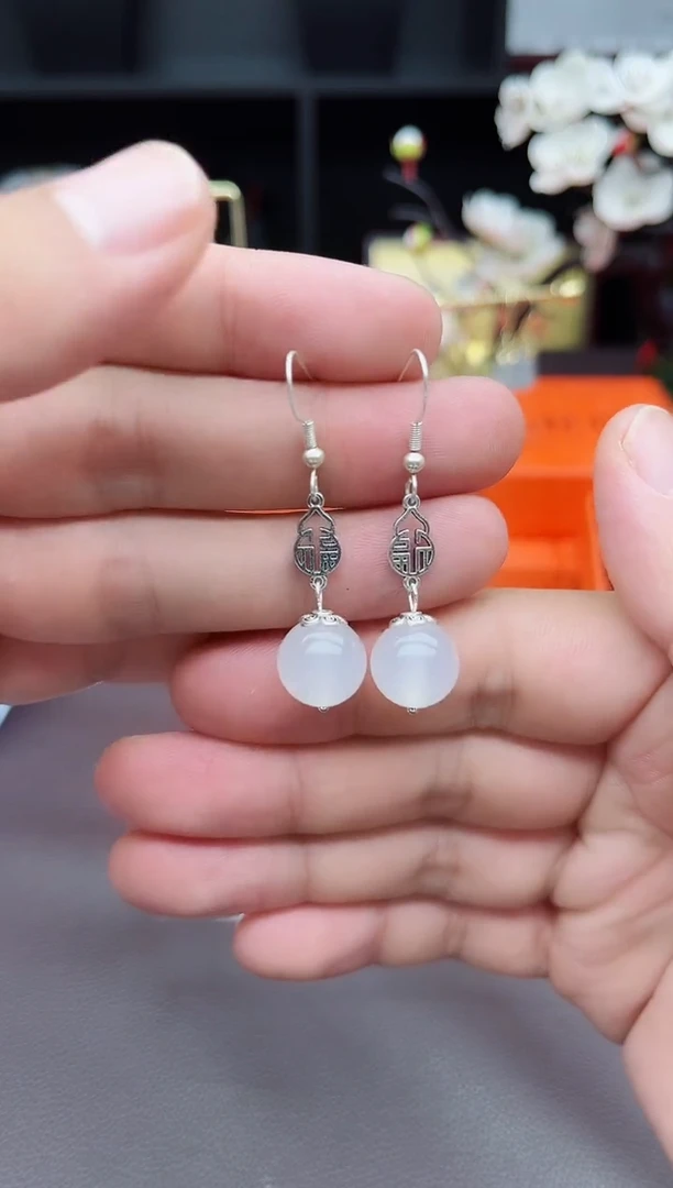 玛瑙/玉髓耳饰银S925镶嵌522000