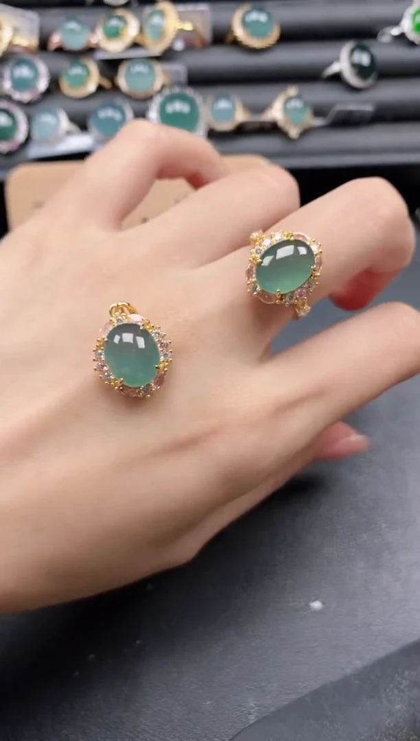 翡翠戒指银S925镶嵌51511