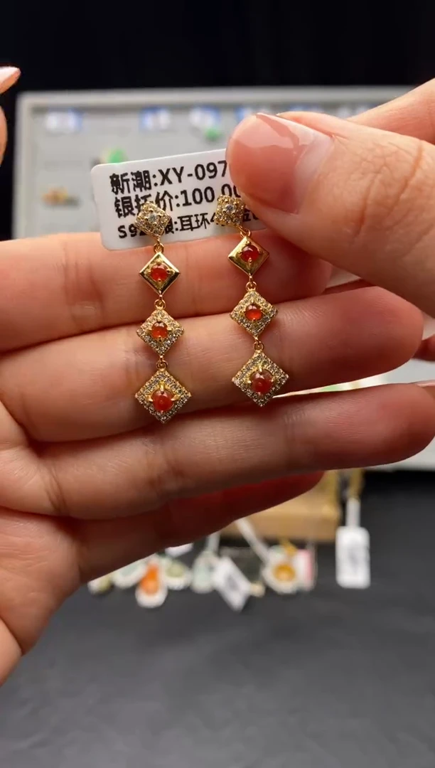 银S925镶嵌戒指翡翠天然A货翡翠