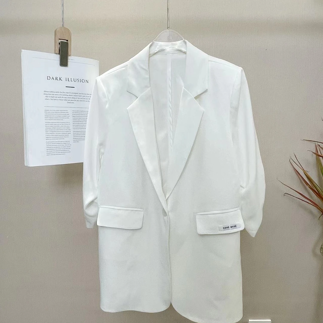 韩版时尚宽松口袋贴标字母西服外套-6652