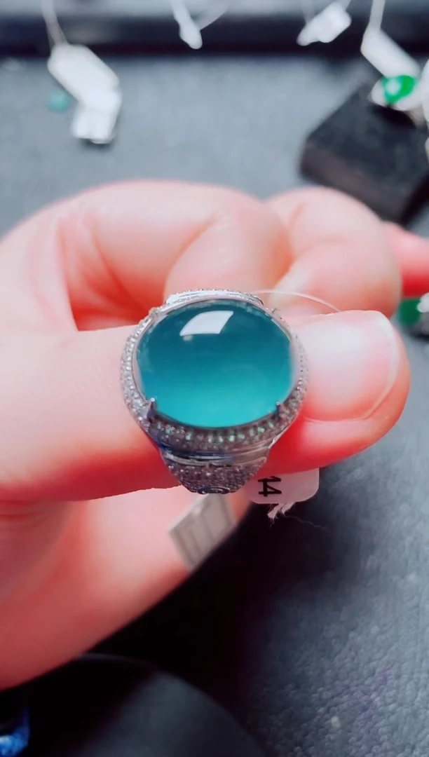 银S925镶嵌戒指翡翠1