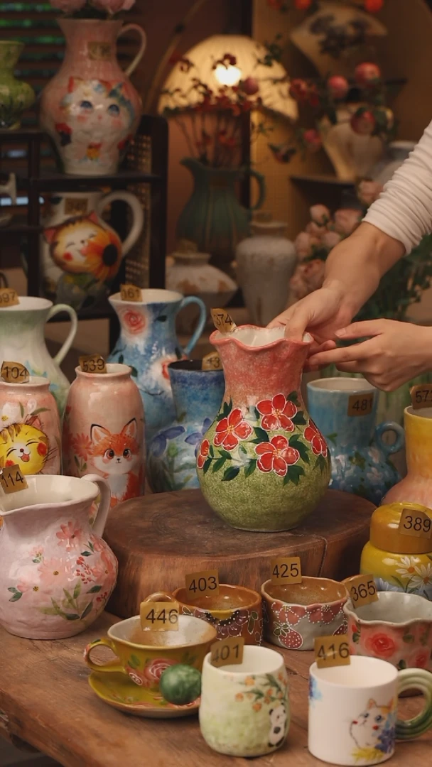 陶瓷景德镇设计师手作花器摆件侘寂风374