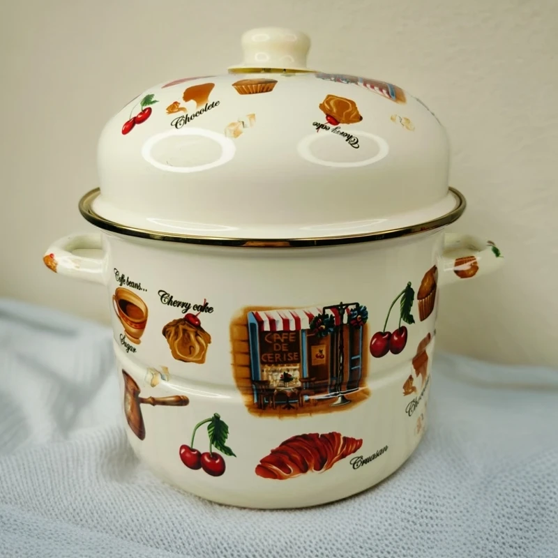 新疆包邮 26cm 美式双芘蒸锅 家用圆形巧克力花高档双层大容量