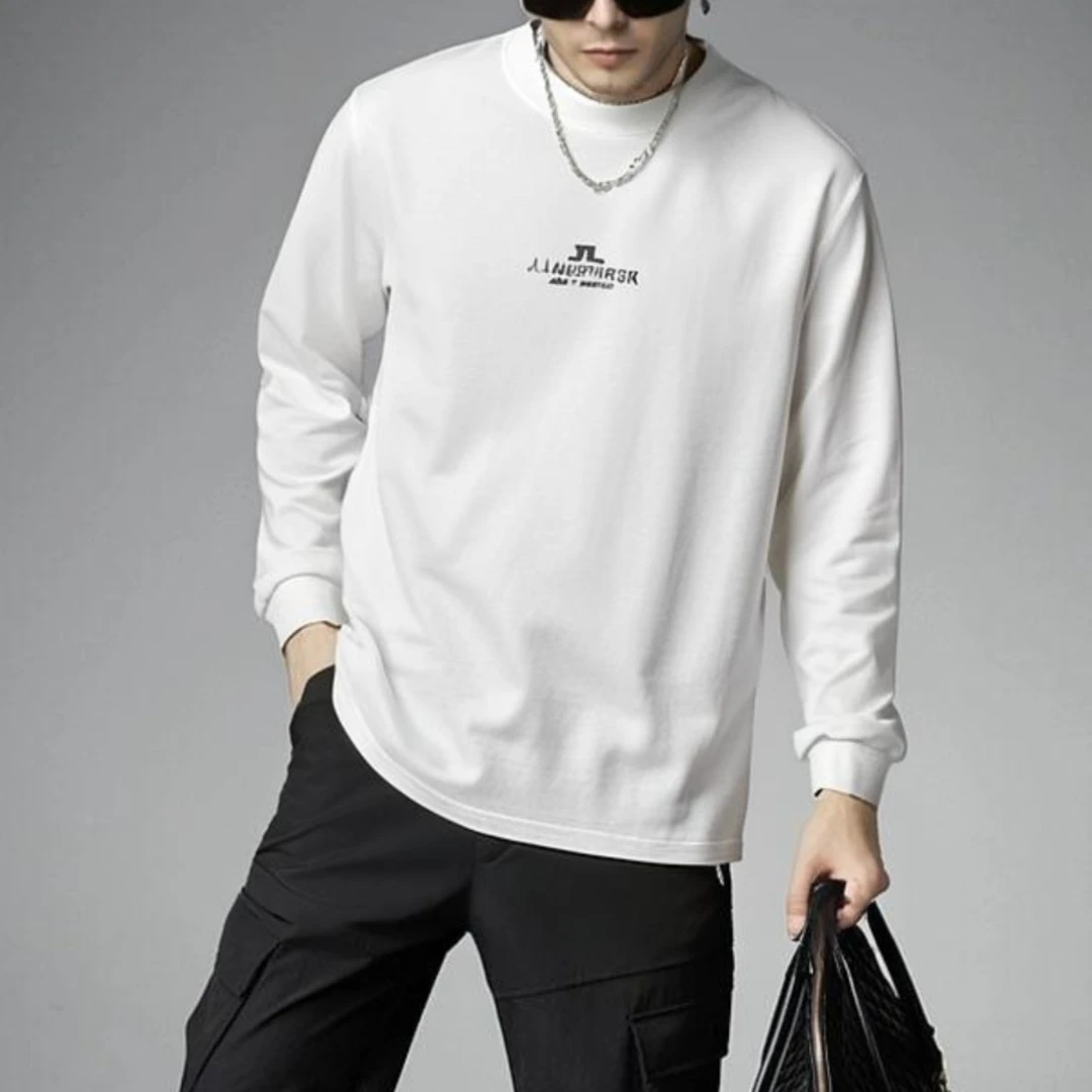 卓伊纳比秋季新款欧货潮牌字母印花长袖t恤男士休闲百搭圆领打底