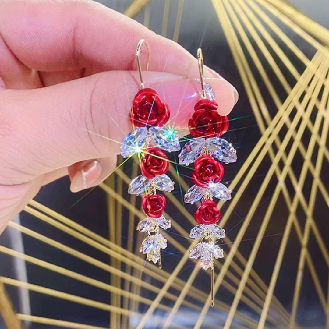 铜合金耳饰 （403号）玫瑰花时尚精致耳线气质百搭耳饰