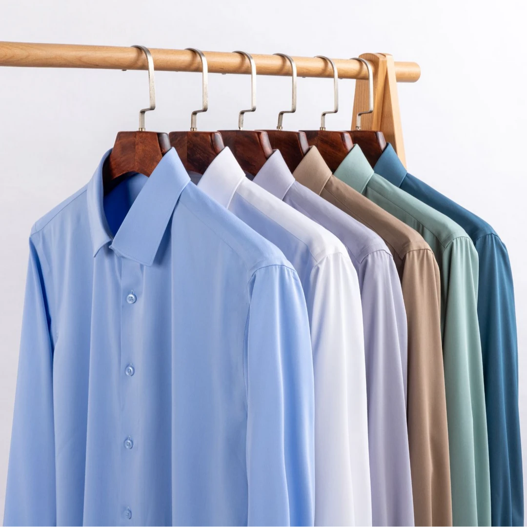 竹纤维极简风常规长袖男士立领衬衫商务上衣休闲夏季秋季职业衬衣