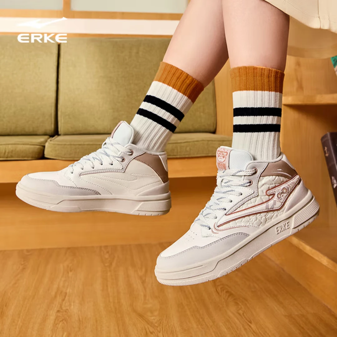 电池熊猫3.0lite丨鸿星尔克情侣款高帮复古运动百搭休闲板鞋1001